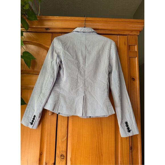 EXPRESS Blue Striped Blazer 2 Button Suit Jacket Women's SZ 6 Career - Picture 7 of 14